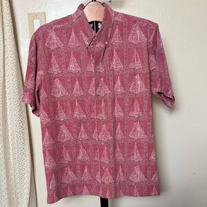 Dietrich Varez Reyn Spooner Red Hawaiin Short-Sleeve Button-Down Shirt Sailboats